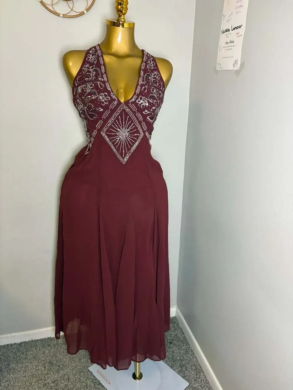 Abercrombie & Fitch Beaded Plunge Maxi Dress